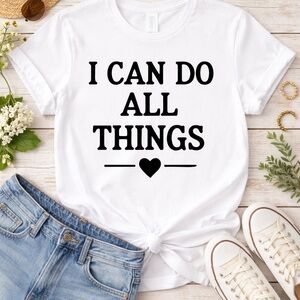 White Graphic Tee with Motivational Quote